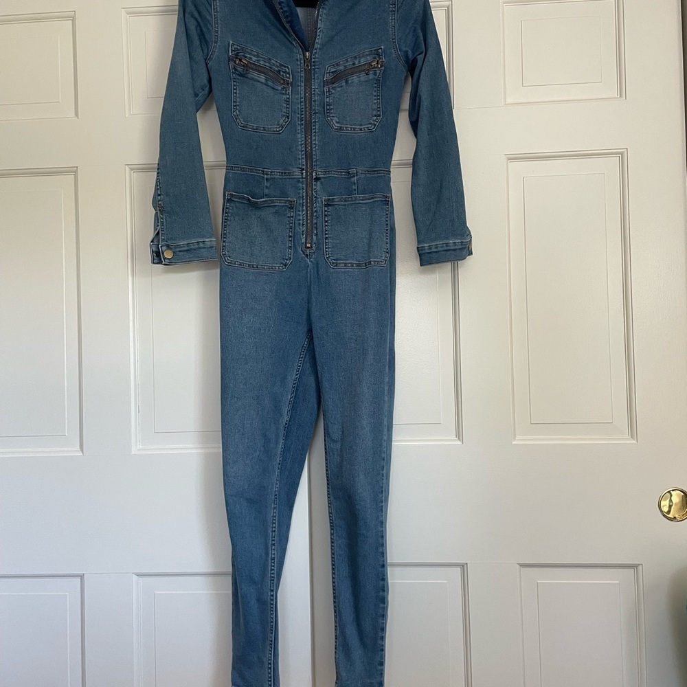 Free People Blue Skinny Jumpsuit